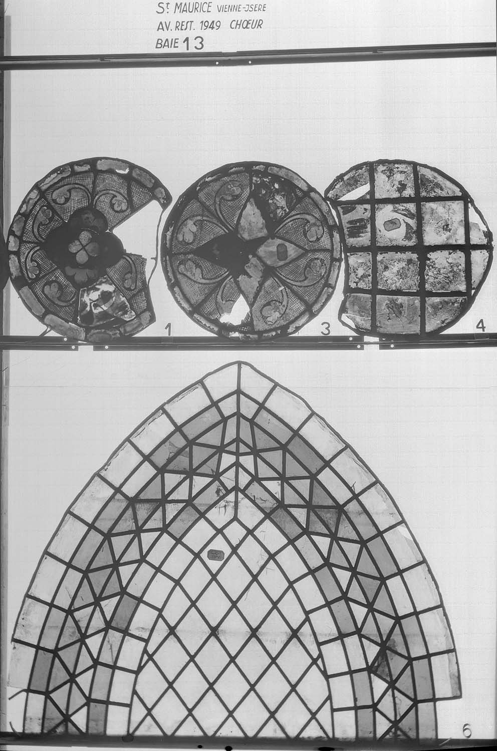 Baie 13, panneau de vitrail 1 3 4 6