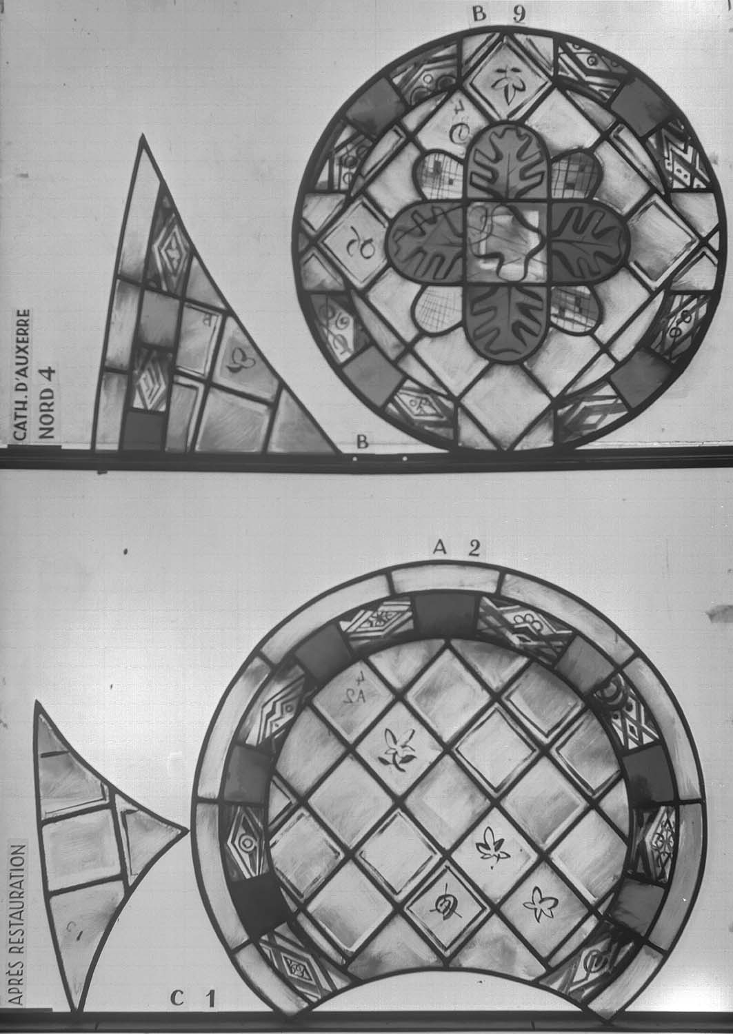 baie nord IV, panneau de vitrail A2 B9
