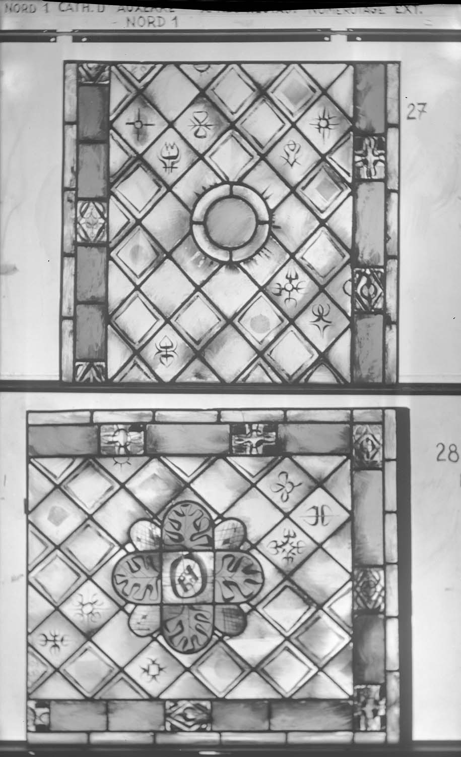 Baie nord I de la nef, panneau de vitrail 27 28