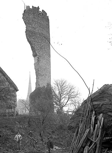 Restes d'un donjon : vue d'ensemble extérieure