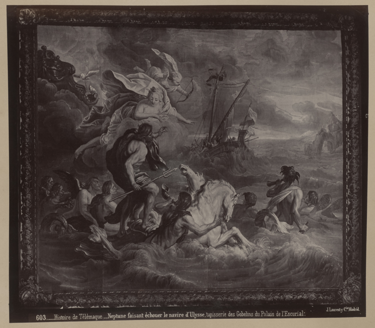 Tapisserie des Gobelins : Histoire de Télémaque : Neptune faisant échouer le navire d’Ulysse