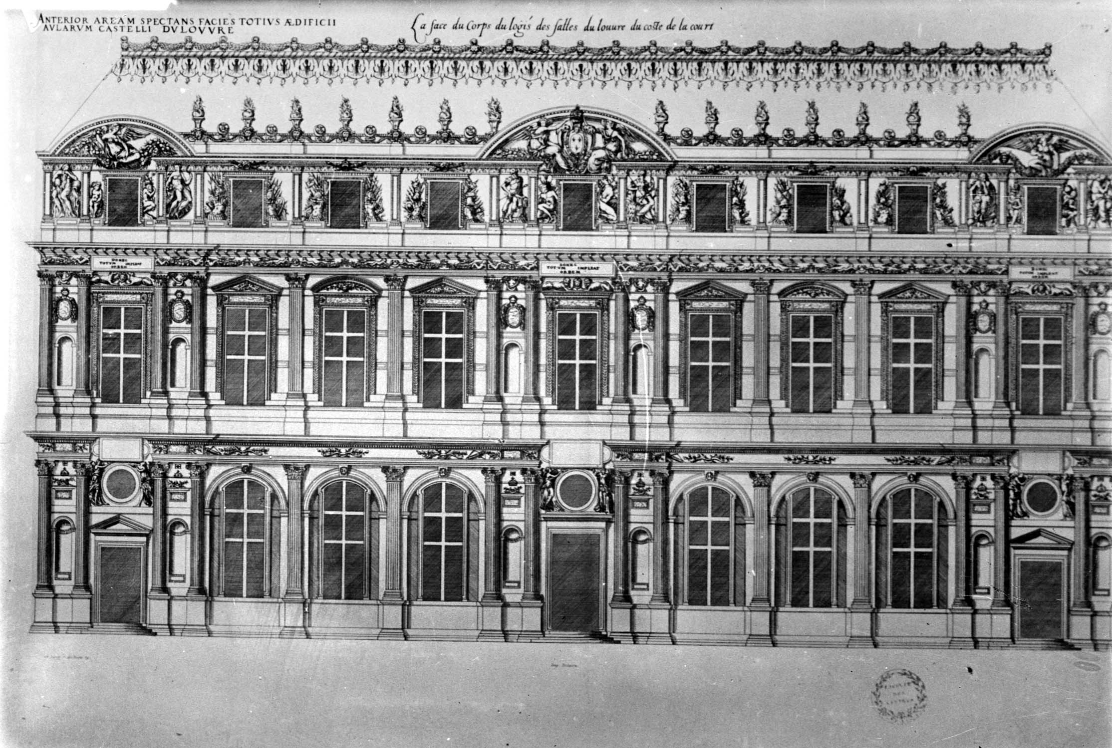 Gravure : le Louvre, façade Henri II