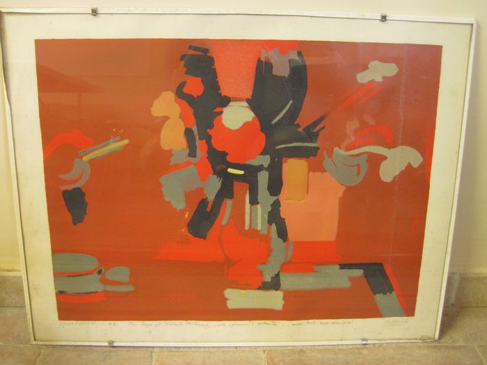 Lithographie : Bouquet à la pipe