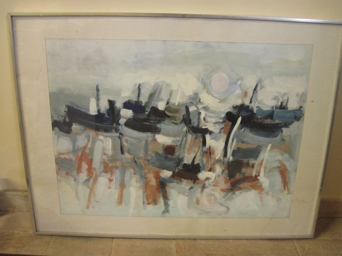Tableau : Paysage de bateaux
