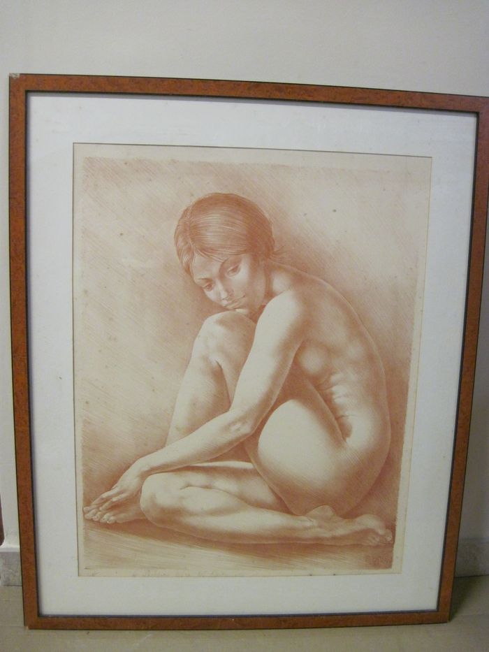 Lithographie : Nu de jeune femme