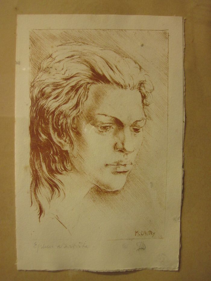 Lithographie : Portrait de femme