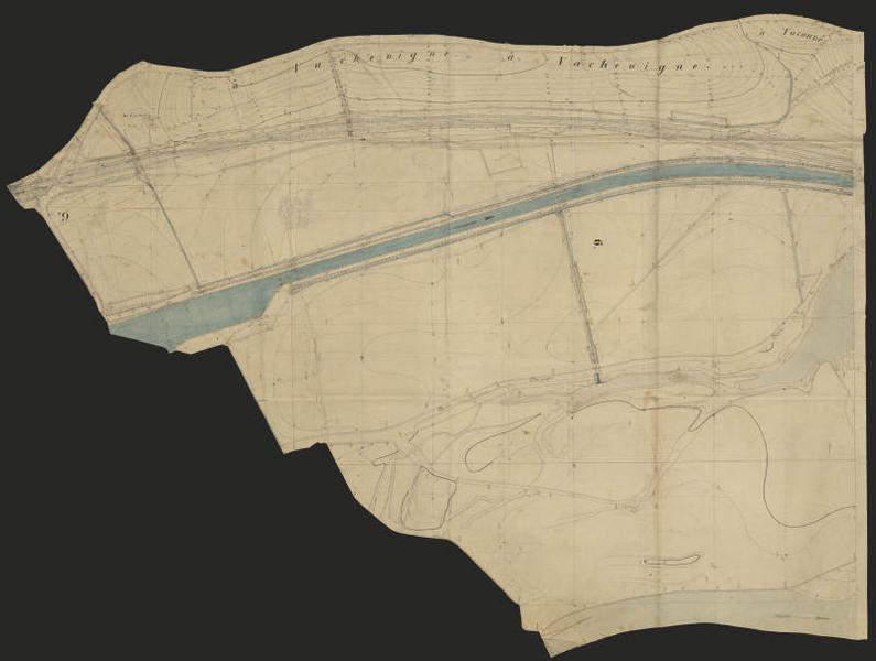 plan-relief de Toul, épure 6 : campagne ; voie ferrée