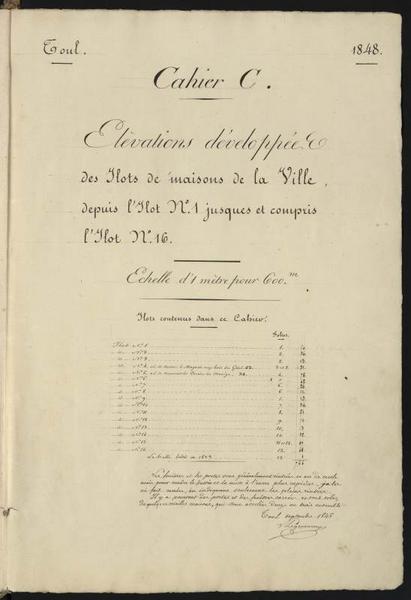 plan-relief de Toul, cahier de développement C : ville