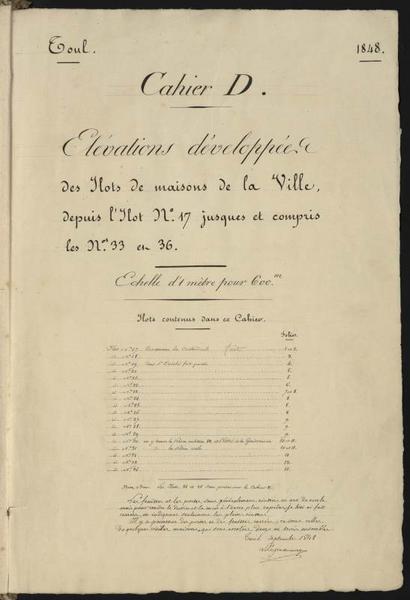 plan-relief de Toul, cahier de développement D : ville