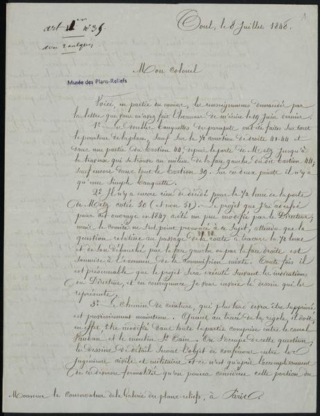 document manuscrit : lettre sur l'état des fortifications