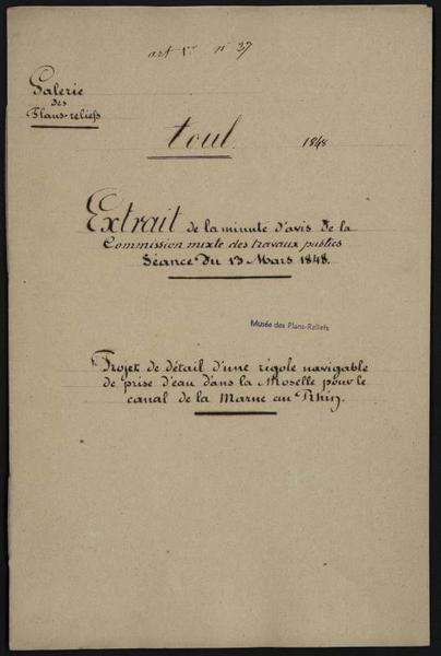 document manuscrit : canal de la Marne au Rhin