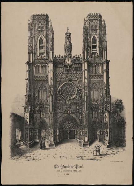 lithographie : cathédrale de Toul (recto)