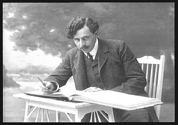 Abel Faivre, en train de dessiner