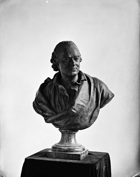 Sculpture : buste en terre cuite de Carlo Bertinazzi, comédien et dramaturge italien (1710-1783)