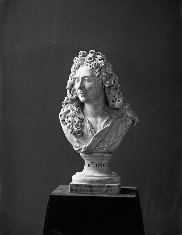 Sculpture : buste de Jean-Baptiste Lully, violoniste et compositeur français d’origine italienne (1632-1687)