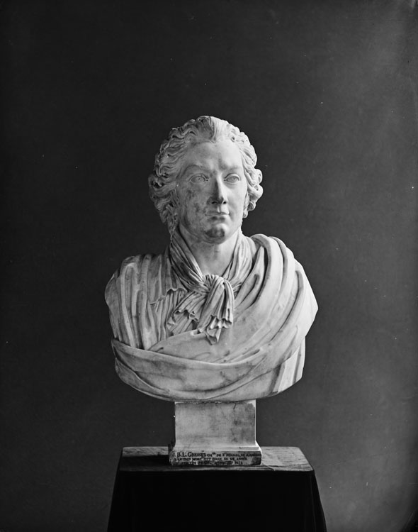 Sculpture : buste en marbre de Jean-Baptiste Louis Gresset, poète et auteur dramatique français (1709-1777)