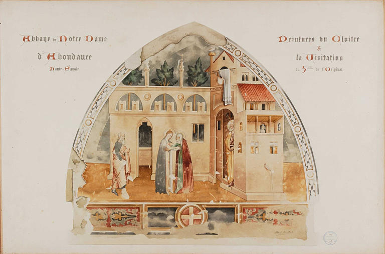 La visitation de Marie à Elisabeth en présence de Joseph et de Zacharie