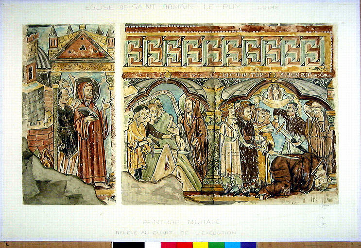 Peintures monumentales : Saint Pothin, Saint Irénée, Martyre de saint Romain, fresques