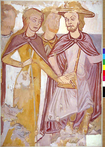 Détail de la remise du péché de Charlemagne et de Gisèle par saint Gilles, deux personnage