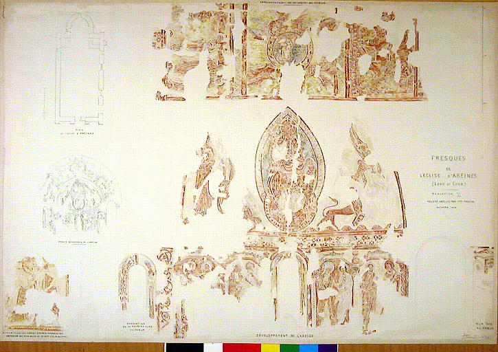 Fragments subsistant de fresques, Dieu, le Christ en majesté, les apôtres, l'annonciation, l'agneau et la nativité