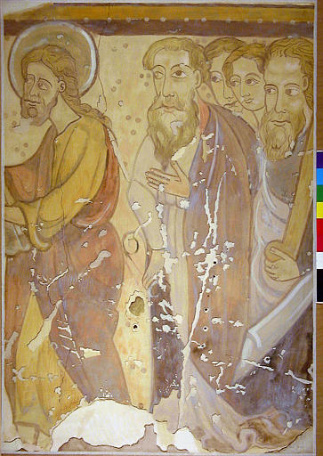 Saint André comparaissant à Patras devant le proconsul Egée, saint André et d'autres personnages