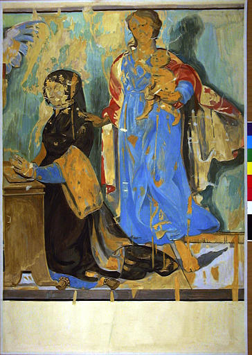 Une femme priant et la Vierge à l'Enfant