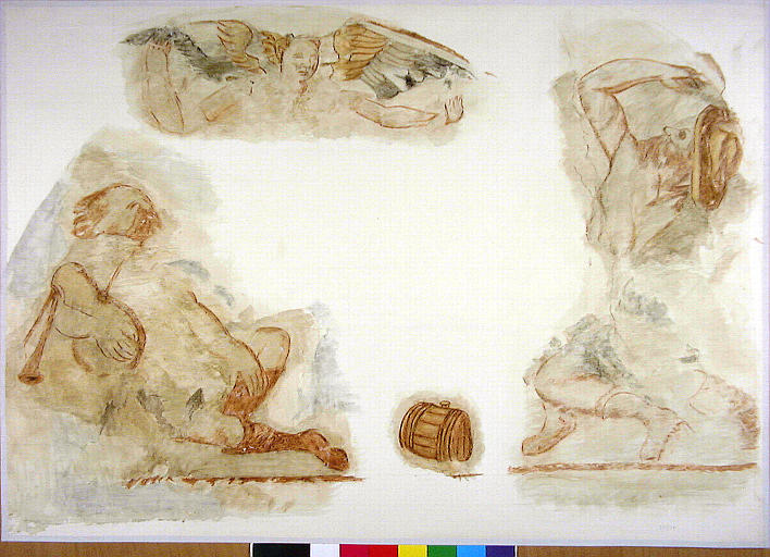 Détails de l'annonce aux bergers, deux personnages et un ange