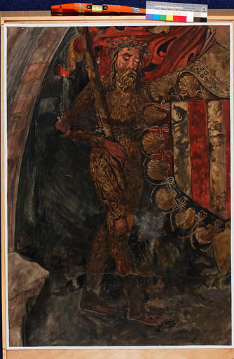 Détail des armoiries de Jean d'Amboise, homme sauvage à gauche