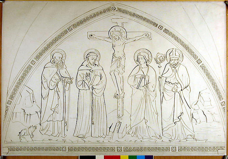 La crucifixion entourée de quatre saints