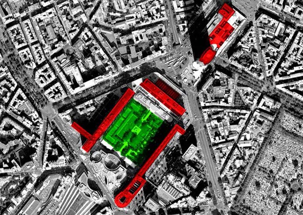 vue aérienne des bâtiments dans leur environnement