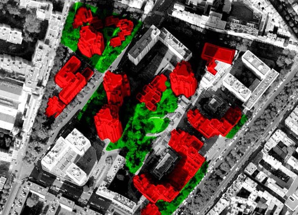 vue aérienne des bâtiments dans leur environnement