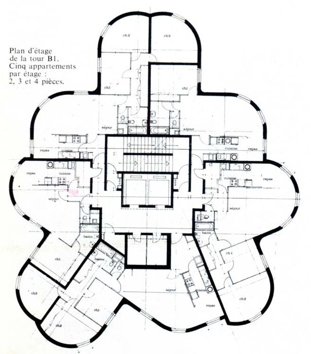 plan d’étage de la tour B1