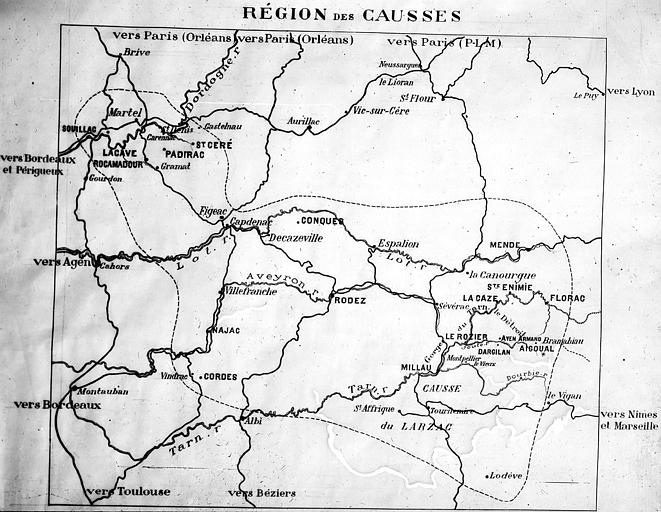 Carte des Causses du Lot et de la Lozère