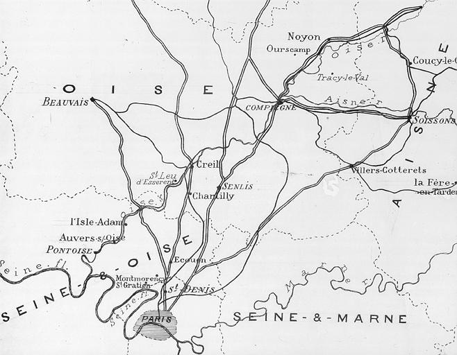 Carte de l'Oise et départements limitrophes