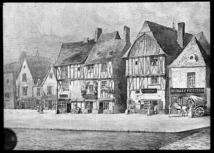 Maisons sur la place Saint-Médard, dessin