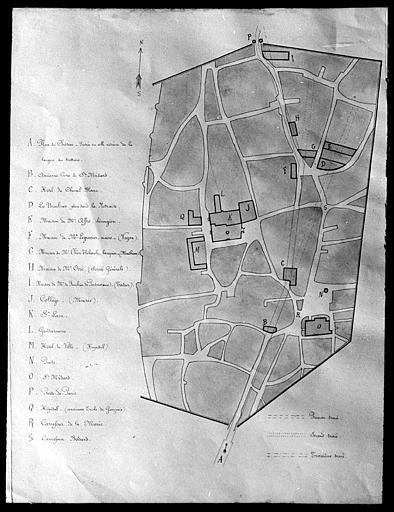 Plan manuscrit de la ville avant la Révolution