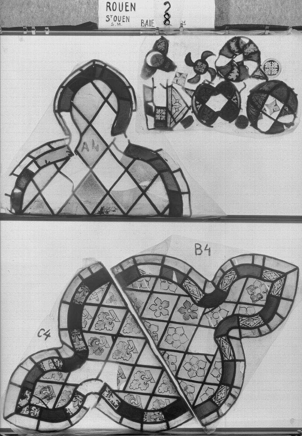 Baie 8 ; Têtes de lancette A4 - B4 – C4 ; Fragments