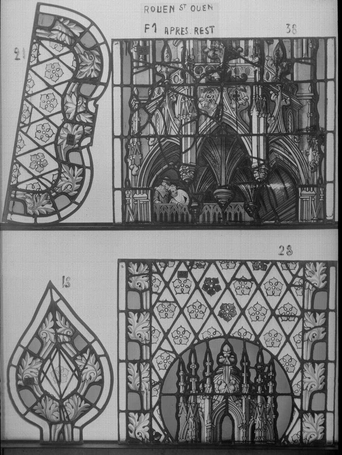 Fenêtre 1 ; Fragments 21 – 18 ; Panneaux 38 - 28