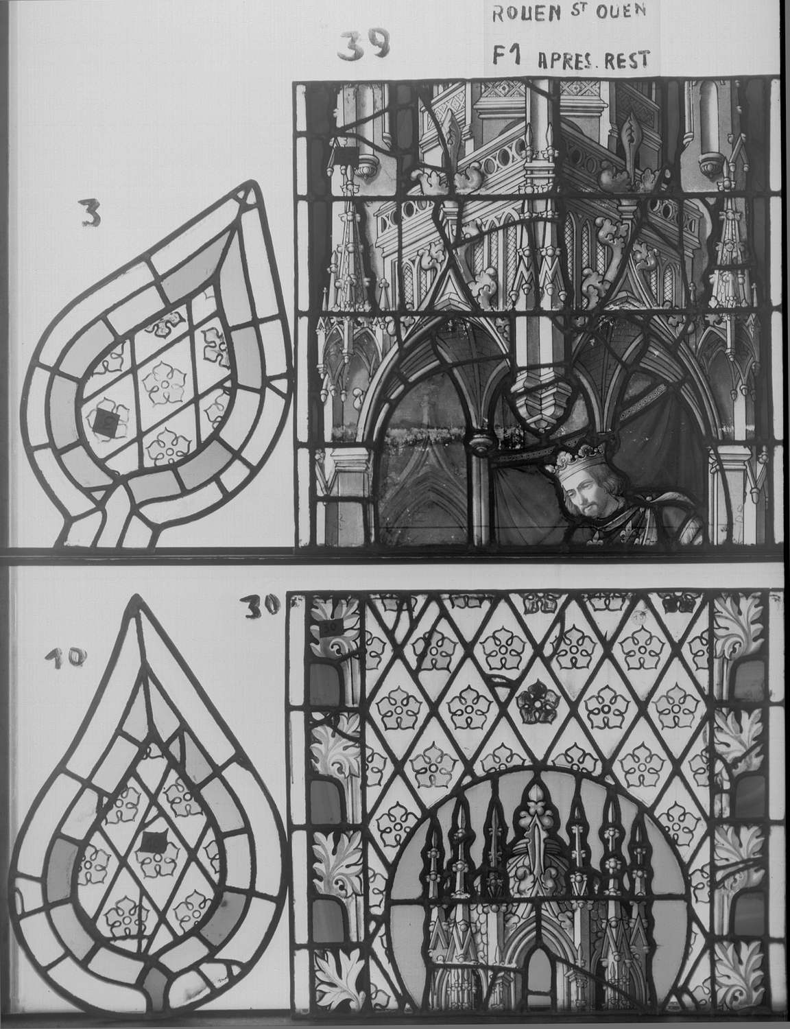 Fenêtre 1 ; Panneaux 30 - 39 ; Fragments 3 - 10