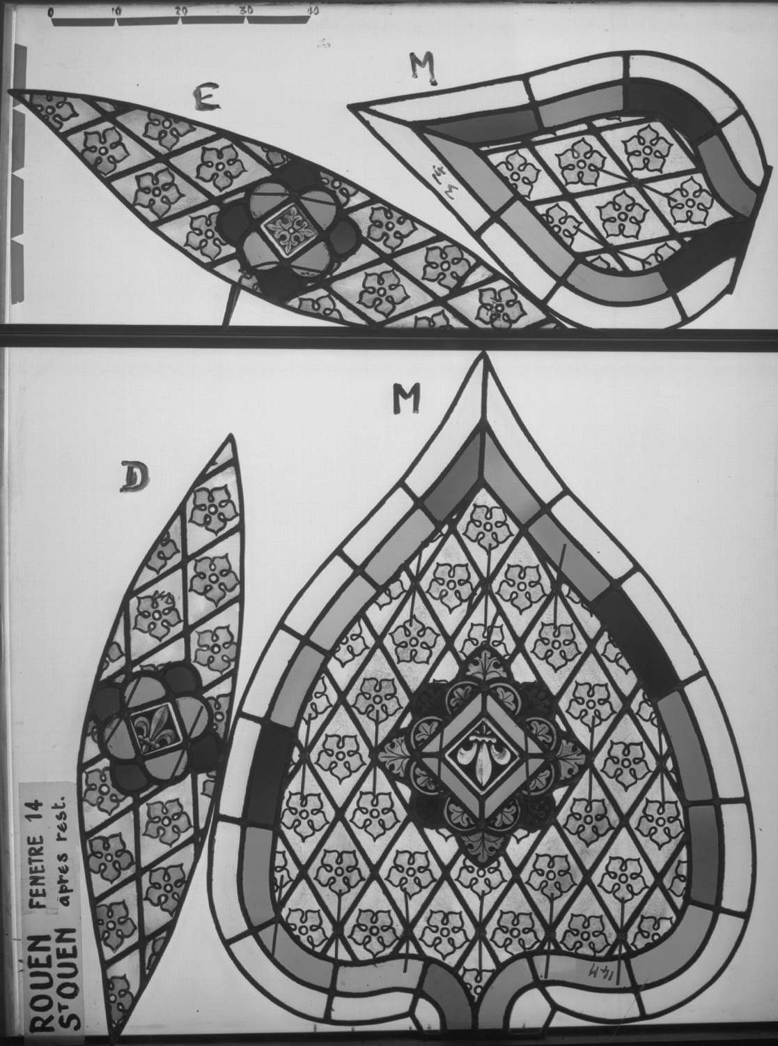 Fenêtre 14 ; Fragments D - M - E