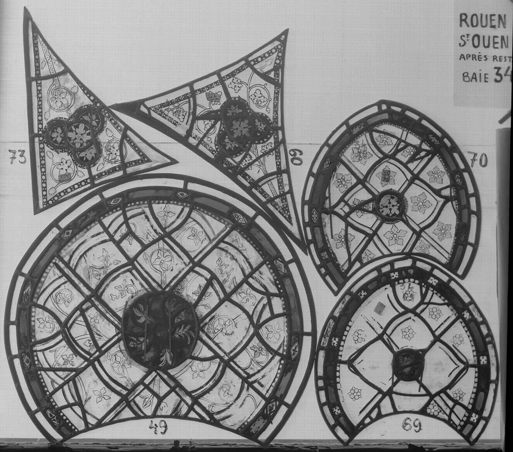 Baie 34 ; Fragments 73 - 60 - 70 - 49 - 69