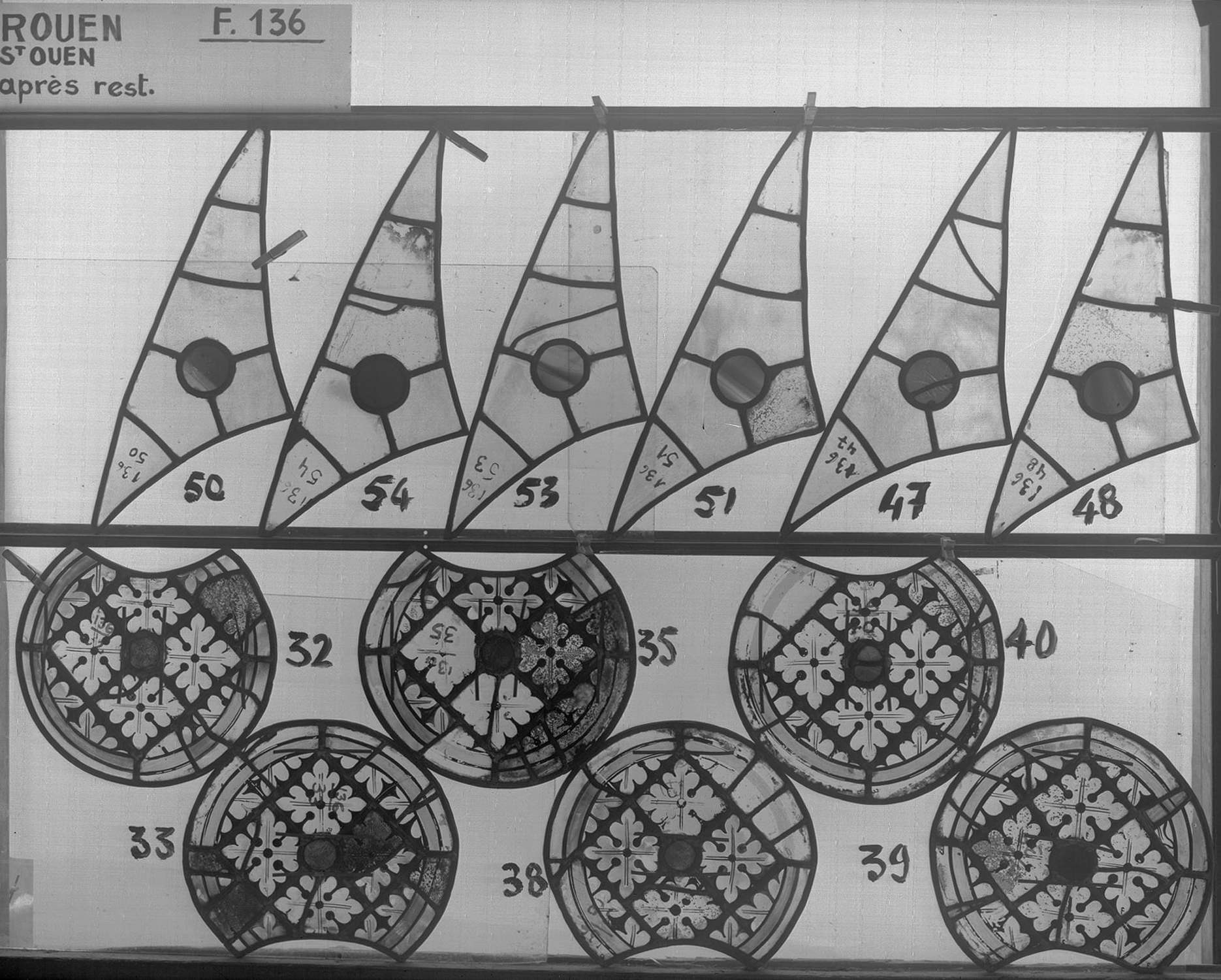 Fenêtre 136 ; Fragments 50 - 54 - 53 - 51 - 47 - 48 - 32 - 35 - 40 - 33 - 38 - 39