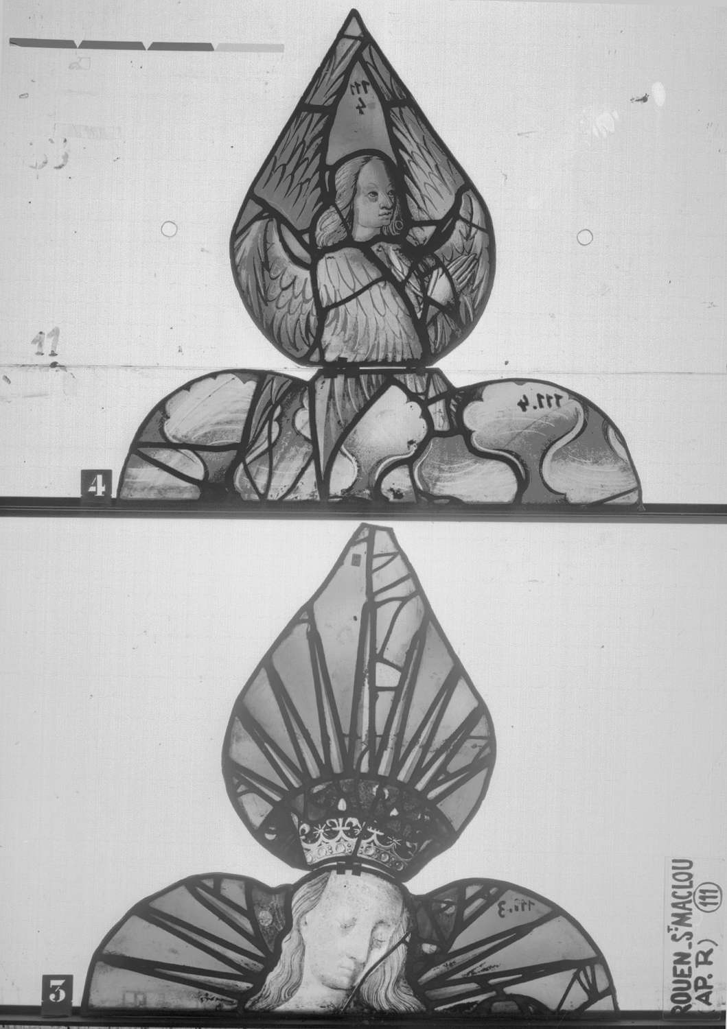 Fenêtre 111 ; Panneaux 3 (Vierge) – 4 (Ange)