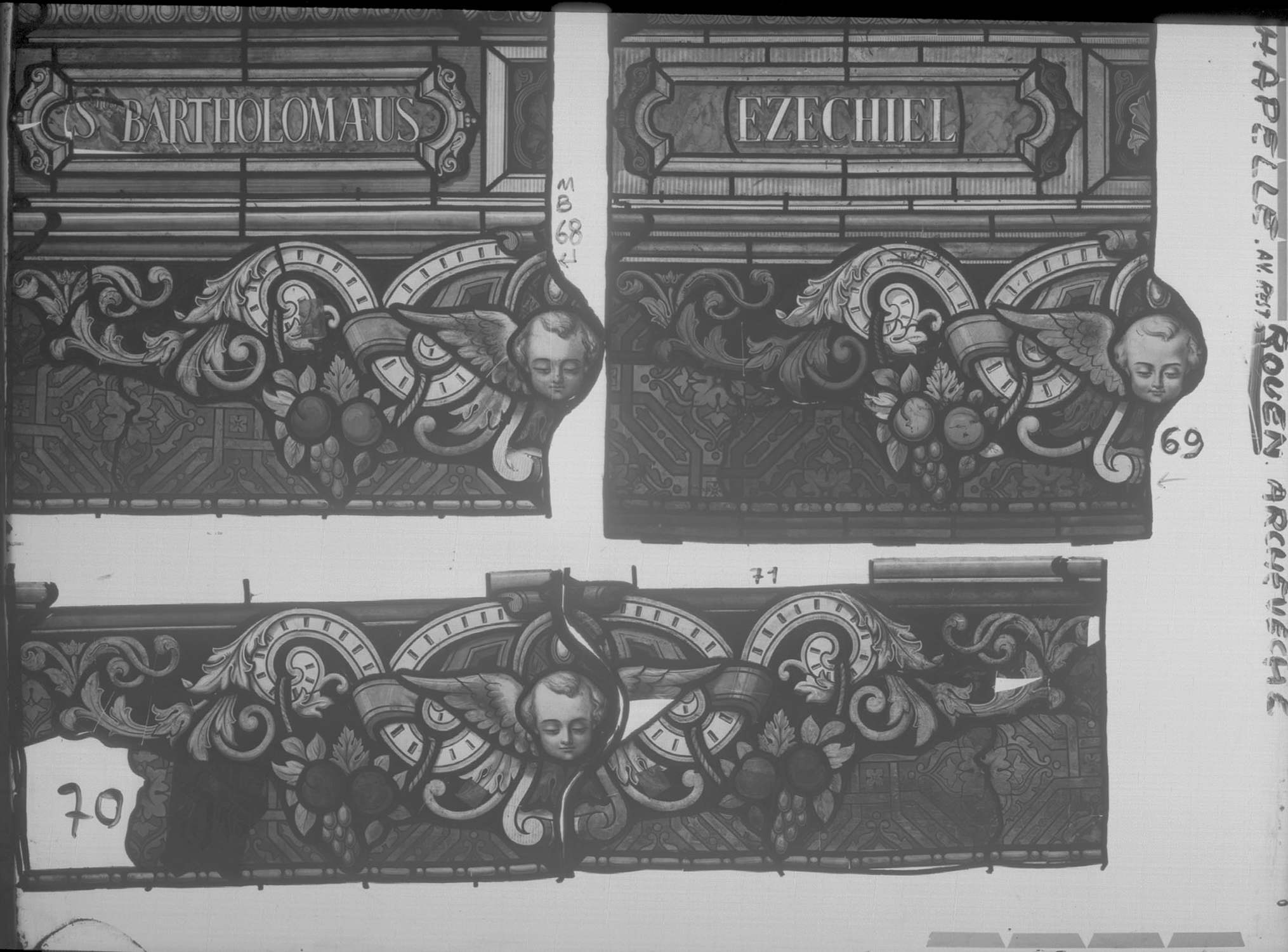 Baie 5 ; Chapelle ; Panneaux 68 (Bartholomé) – 69 (Ézéchiel) - 70 - 71