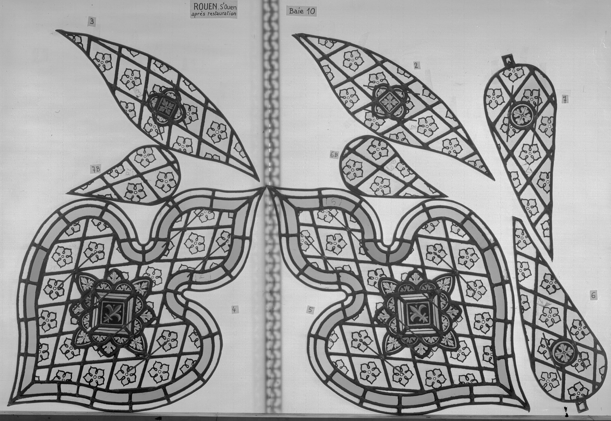 Baie 10 ; Fragments 2 - 6b - 7 - 6 - 5 - 3 - 7b - 4