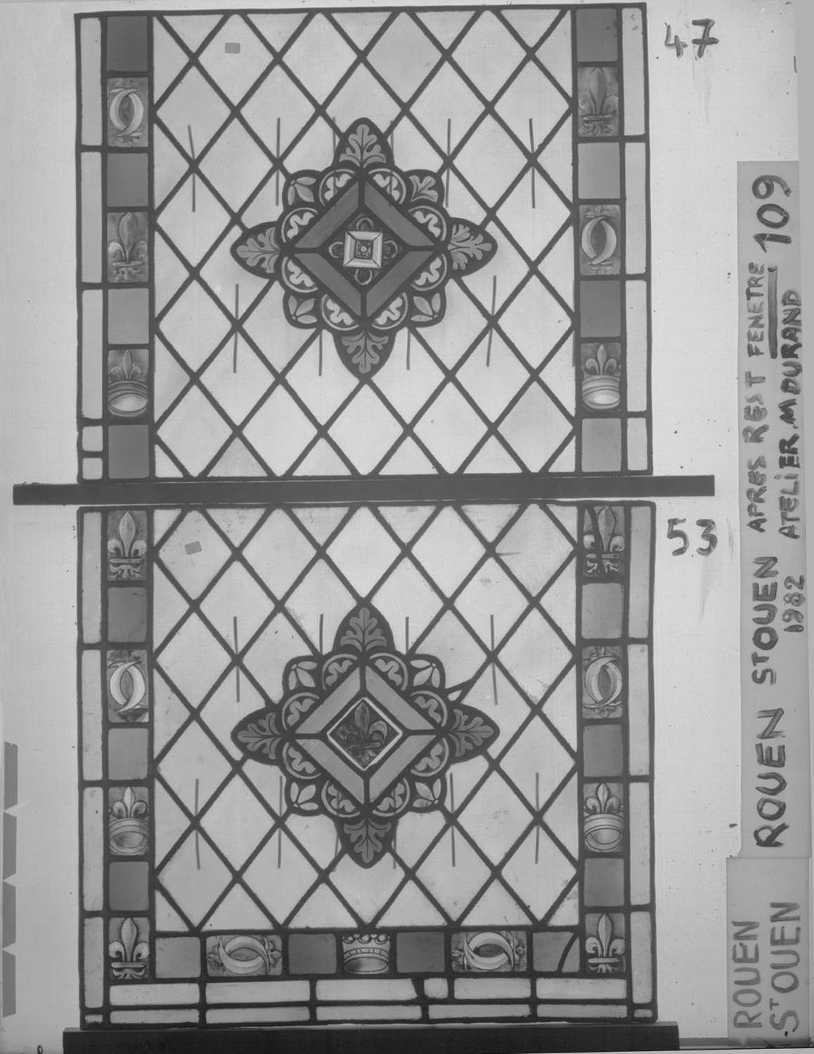 Fenêtre 109 ; 6 fenêtres du triforium Nord de la nef ; Panneaux 47 - 53