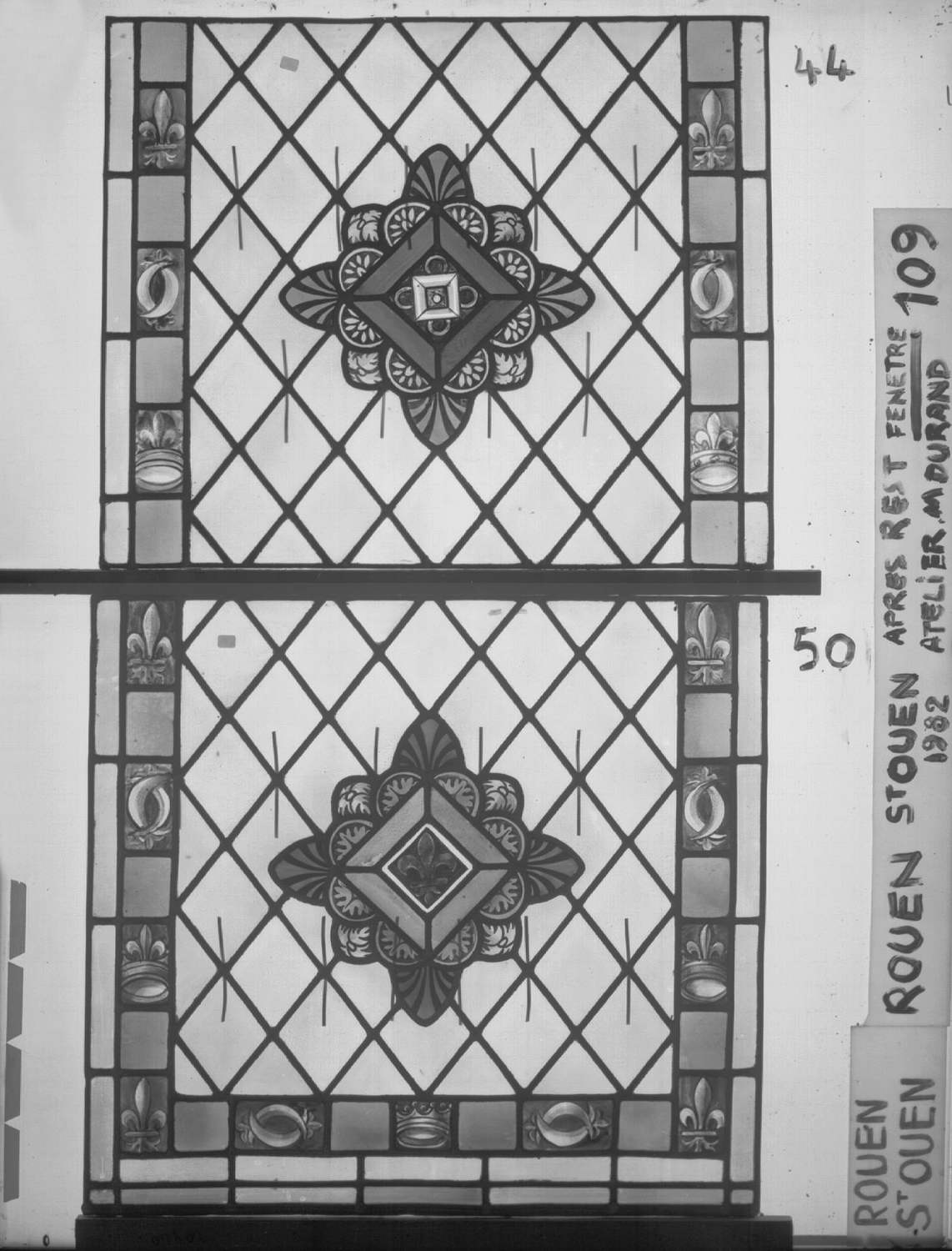 Fenêtre 109 ; 6 fenêtres du triforium Nord de la nef ; Panneaux 44 - 50