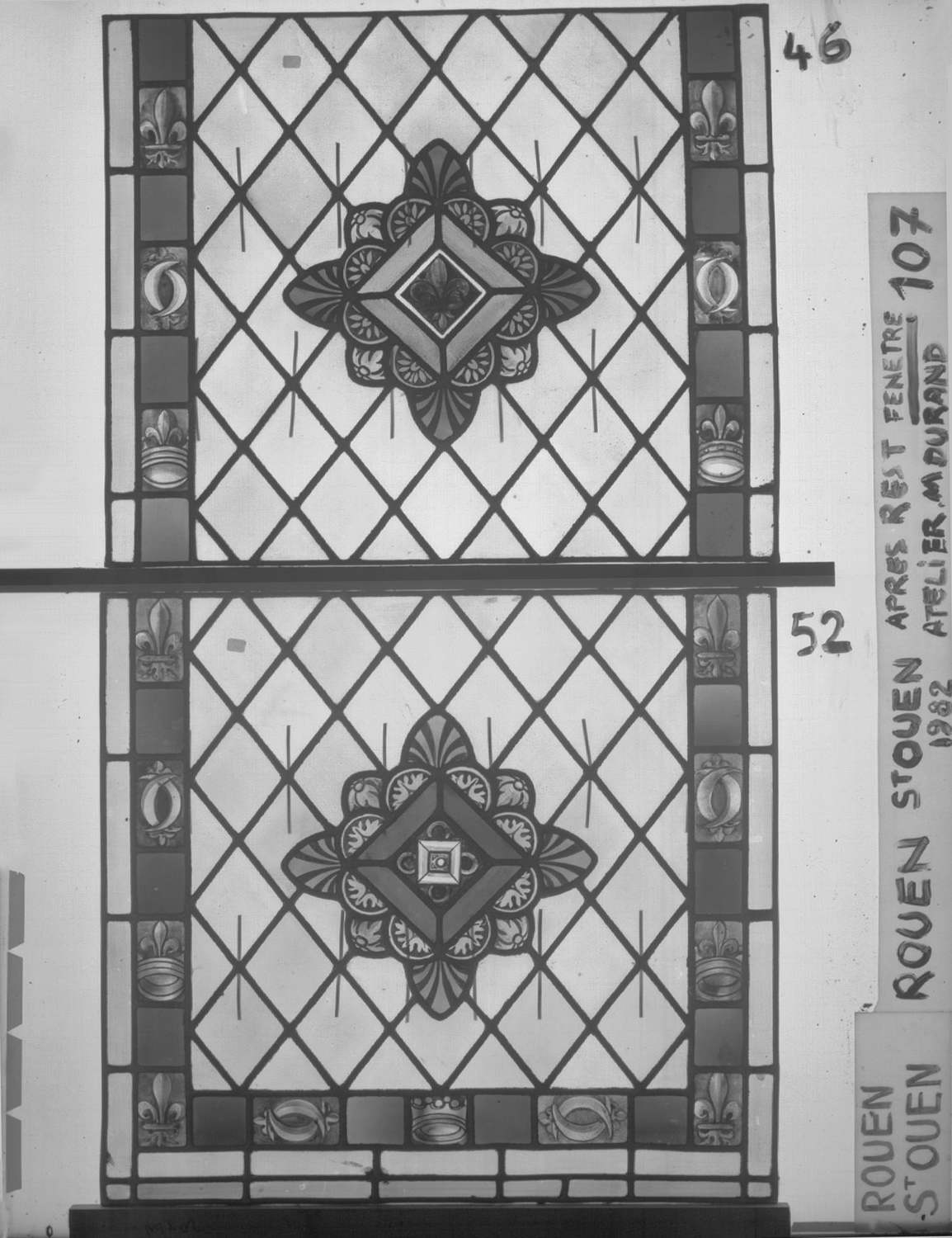 Fenêtre 107 ; 6 fenêtres du triforium Nord de la nef ; Panneaux 46 - 52