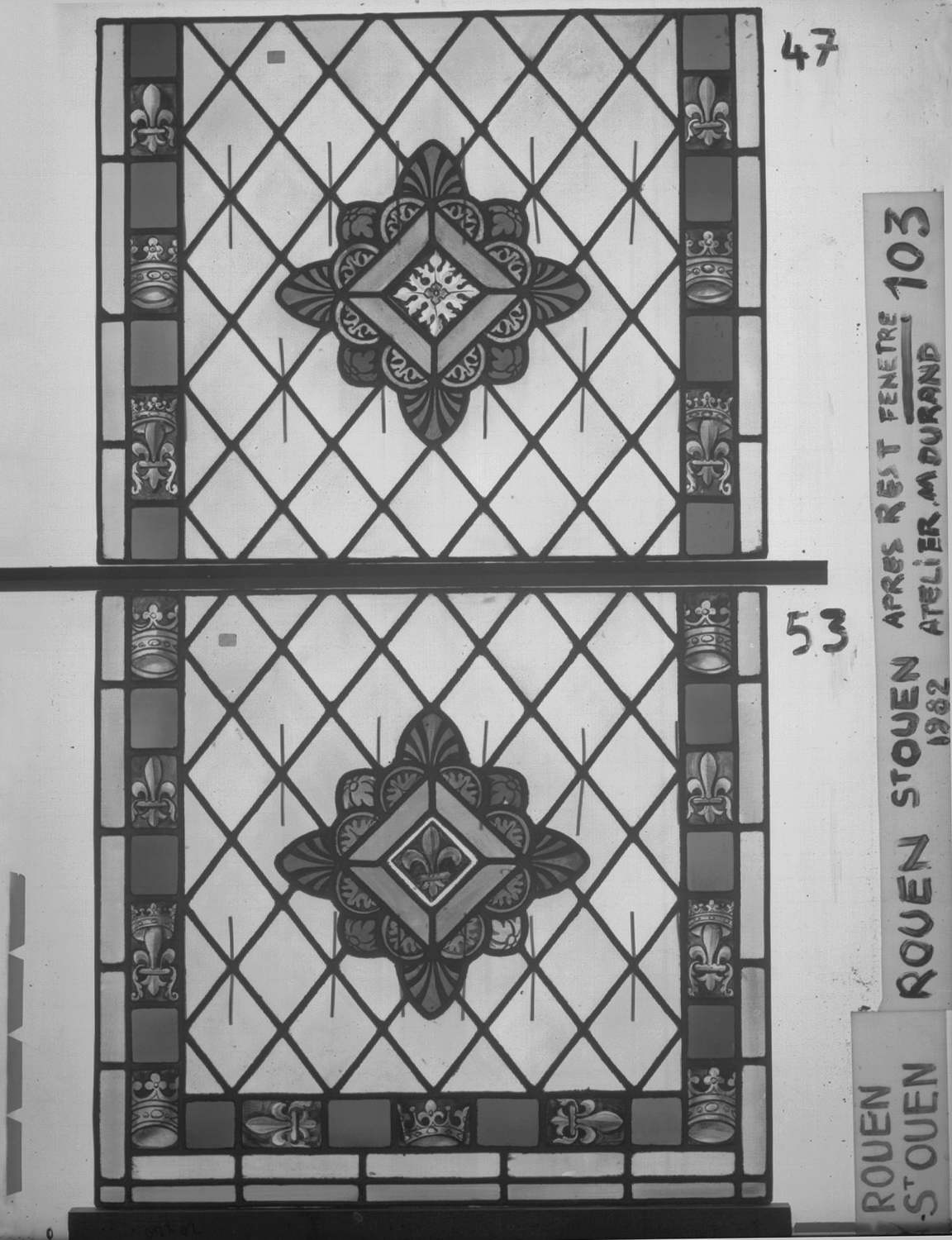 Fenêtre 103 ; 6 fenêtres du triforium Nord de la nef ; Panneaux 47 - 53