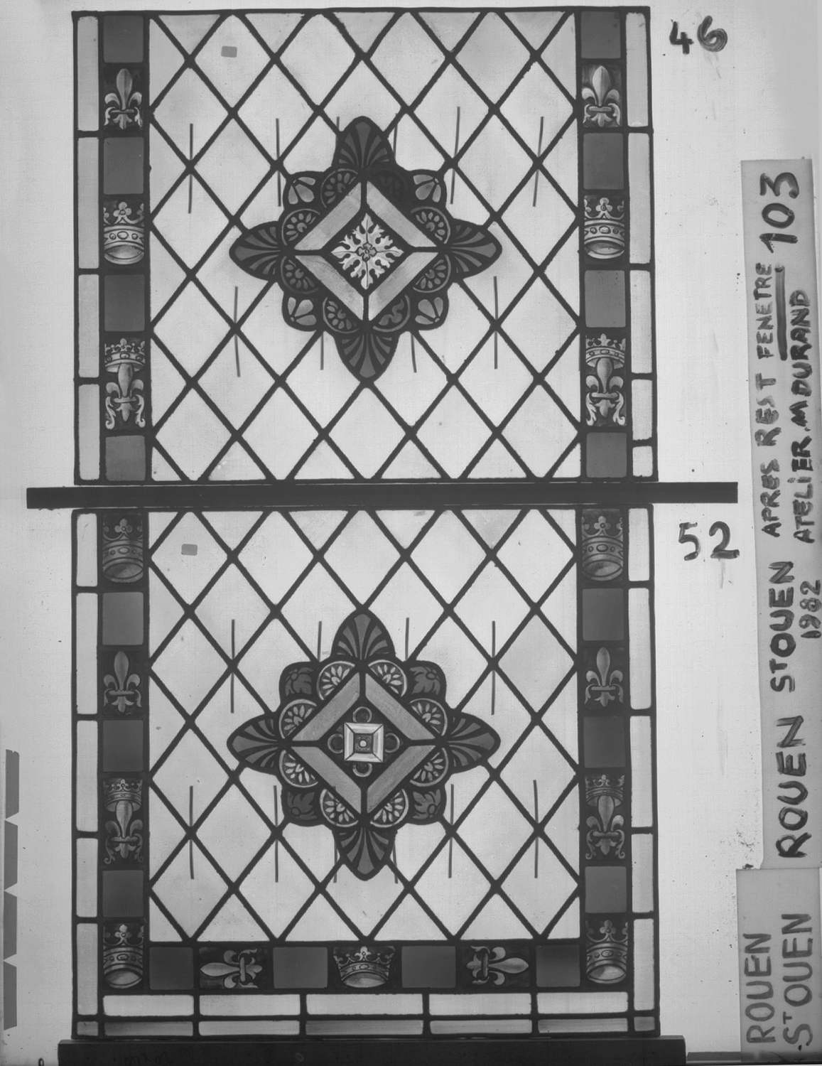 Fenêtre 103 ; 6 fenêtres du triforium Nord de la nef ; Panneaux 46 - 52